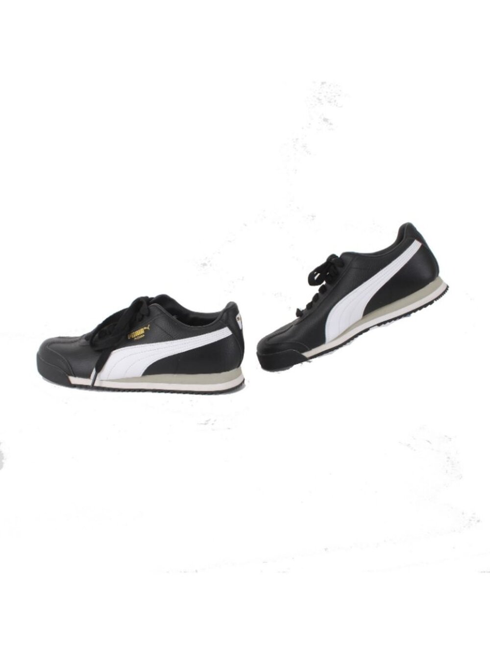 Puma Sneakers Roma Sz 9.5 Black White Gold Logo Lace Up Leather Sneakers - Picture 4 of 10